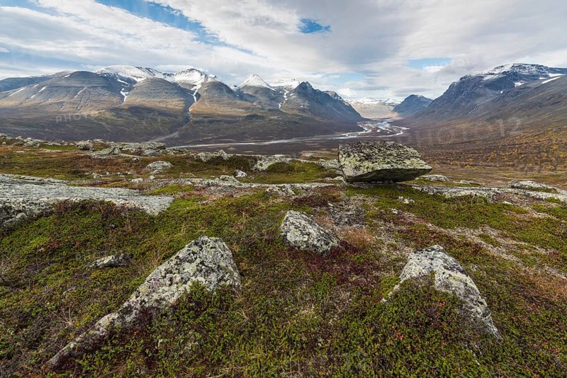 View of Rapadalen, Sarek National Park, Laponia World Heritage Site, Norrbotten, Lapland, Sweden, September 2015, Europe