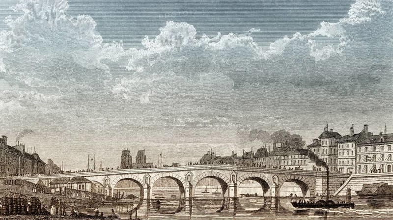 Panorama of Paris with Notre-Dame de Paris, antique steel engraved print, 1831