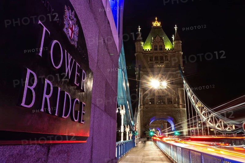 Tower Bridge in London, UK, United Kingdom. Europe. Long exposure and night shot