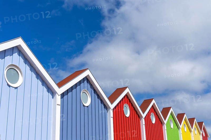 Brightly coloured house front on the North Sea island of Langeoog
