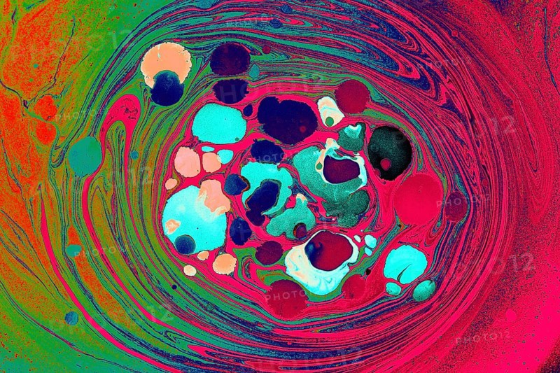 Beautiful abstract art of Ebru marbling painting techniques on water with paints