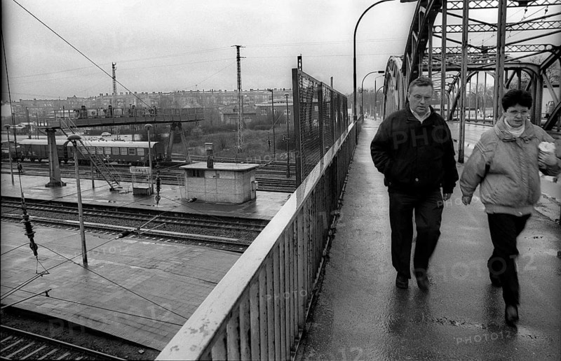 Germany, Eberswalde, 25/03/1992, Eberswalde railway station, bridge, Europe