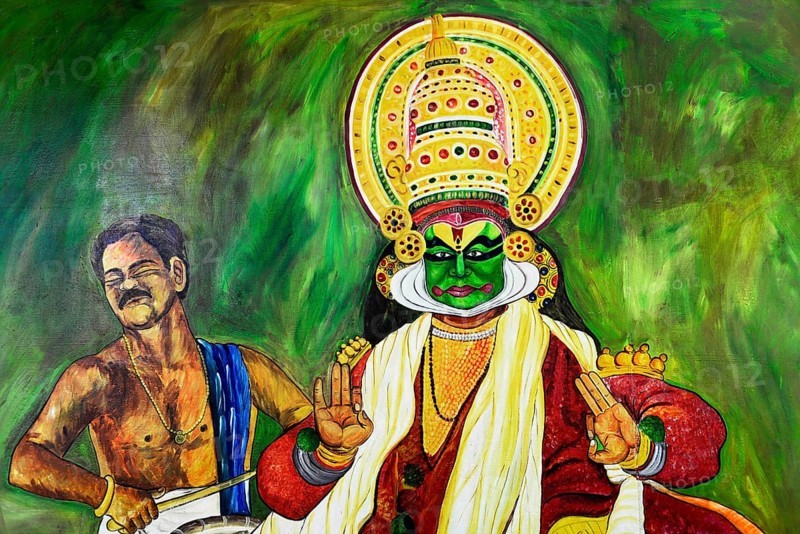 Advertising sign for the Kathakali dance, Kochi, Fort Cochin, Cochin, Kerala, South India, India, Asia