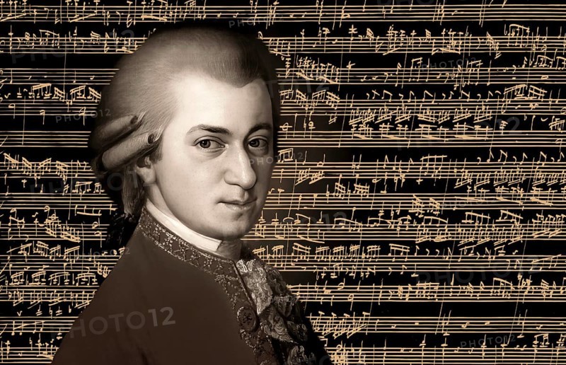 Wolfgang Amadeus Mozart, 1756 – 1791, composer of classical music, First Viennese School, notesheet from Allegro and Andante, Fantasy in F minor for mechanical organ, KV 608, 1791, digitally edited