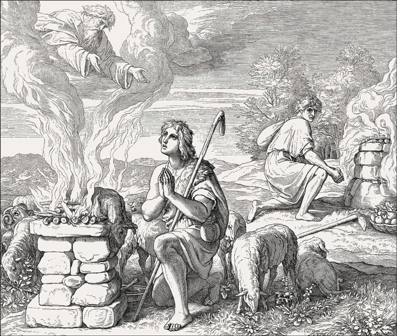 Cain and Abel offer their sacrifices, by Julius Schnorr von Carolsfeld, 1860
