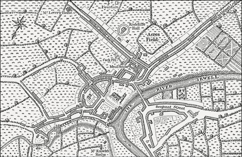 Map of Manchester and Salford, 1650