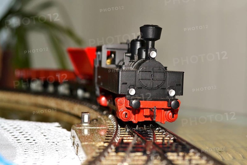 Model railway runs towards the points