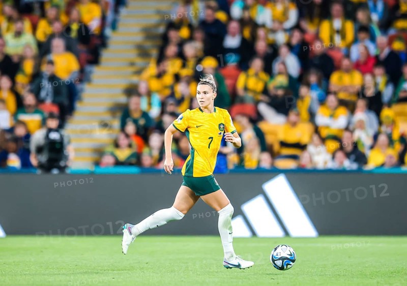 BRISBANE, AUSTRALIA, JULY 27: Steph CATLEY of Australia as Australia plays Nigeria at the FIFA Women's World Cup Australia New Zealand 2023 at Brisbane Stadium on July 27, 2023