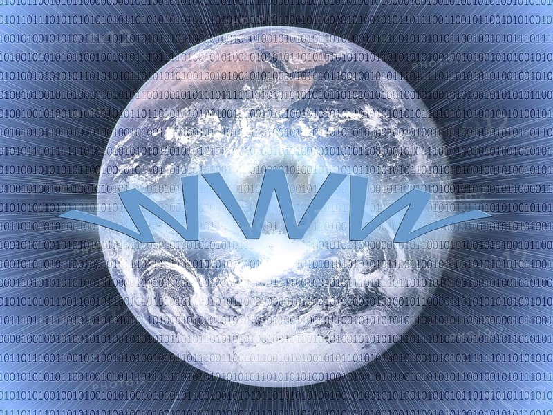 Wide world web concept: planet earth with integrated bits and bytes