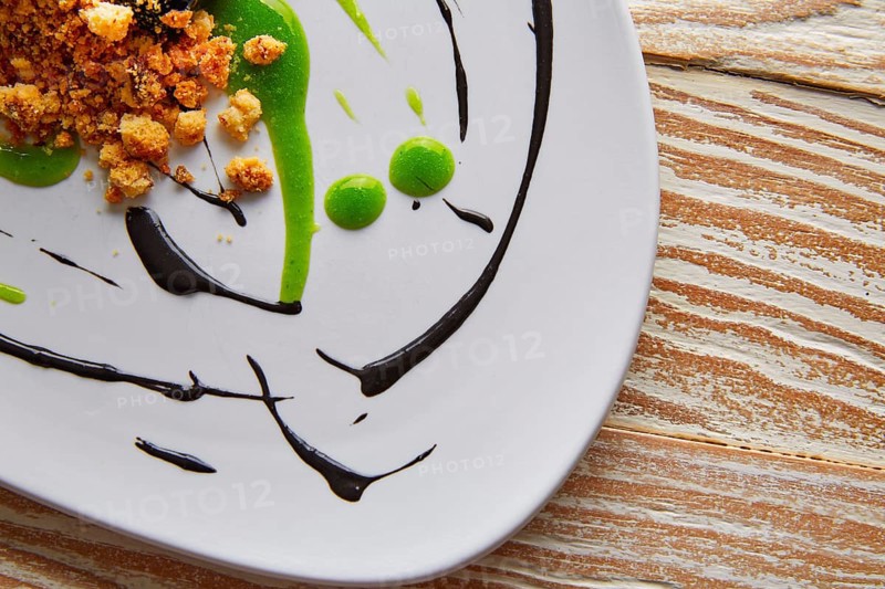 Molecular gastonomy cuttlefish roes with citrus mayonnaise