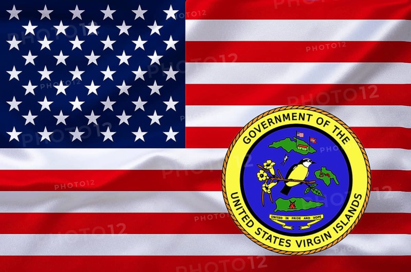 The flag of the USA and the coat of arms of the American Virgin Islands, Studio