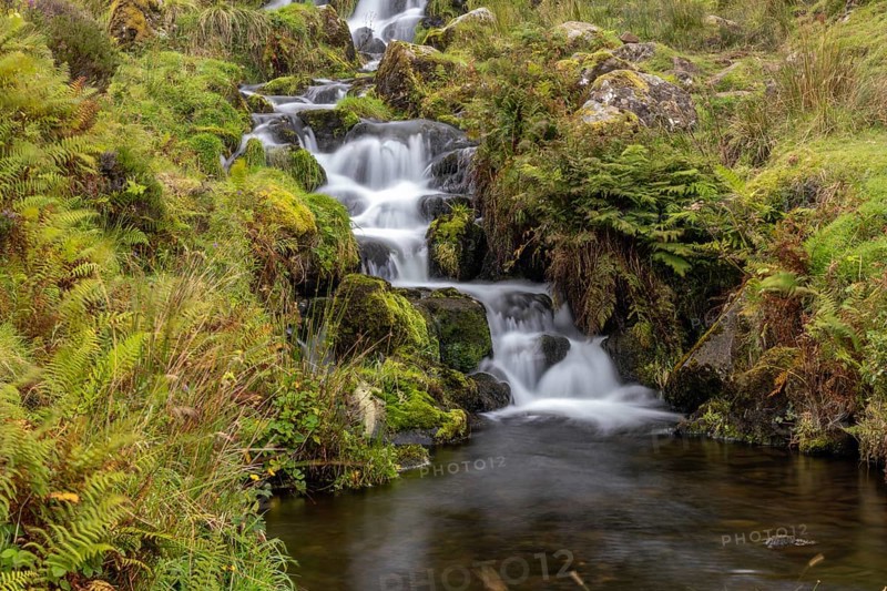 Bride's Veil Falls, waterfall above Bearreaig Bay, east coast, Isle of Skye, Inner Hebrides, Scotland, Great Britain