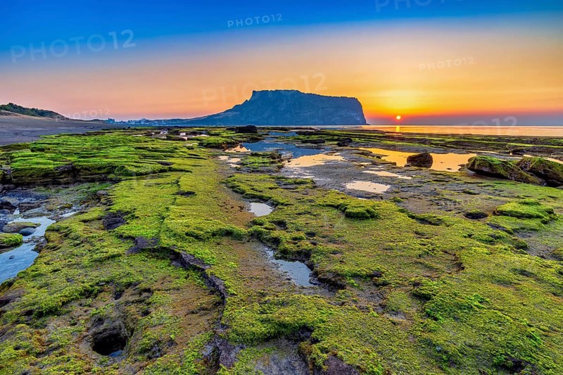Jeju Island South Korea, Sunrise nature landscape at Jeju Do Seongsan Ilchulbong