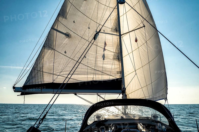 Bow of a sailing yacht on the sea