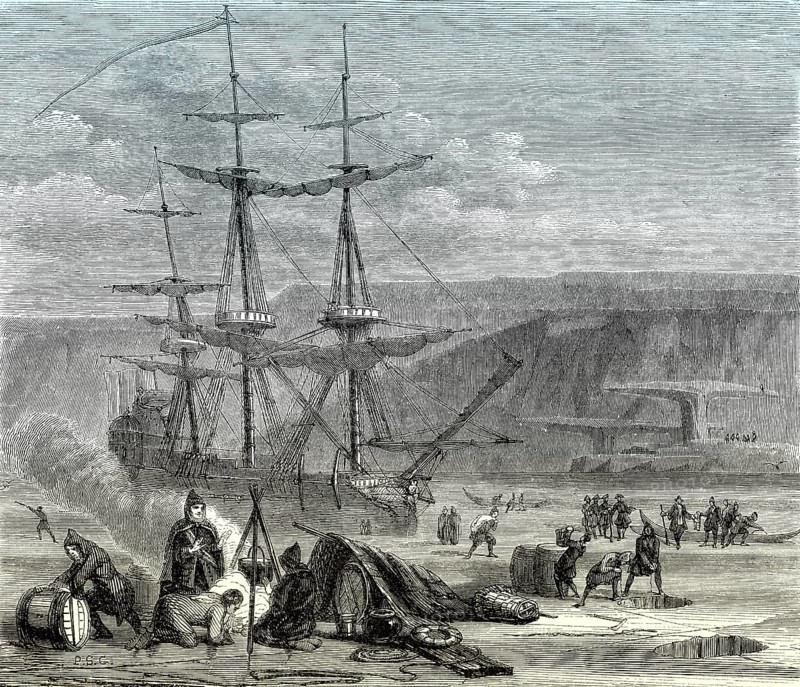 The Pélican, French warship, ran aground on the shores of Hudson Bay in January 1697