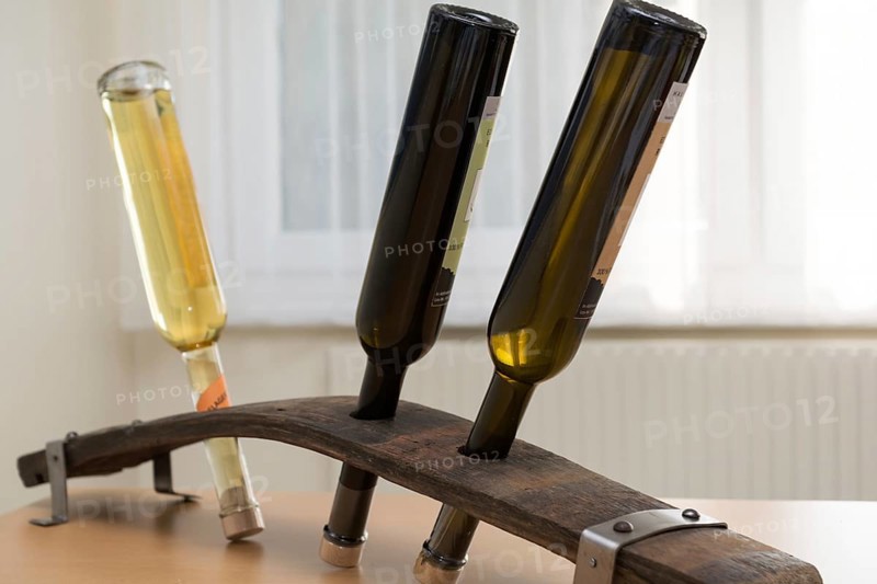 Original schnapps bottle stand made from a barrel stave, Austria, Europe