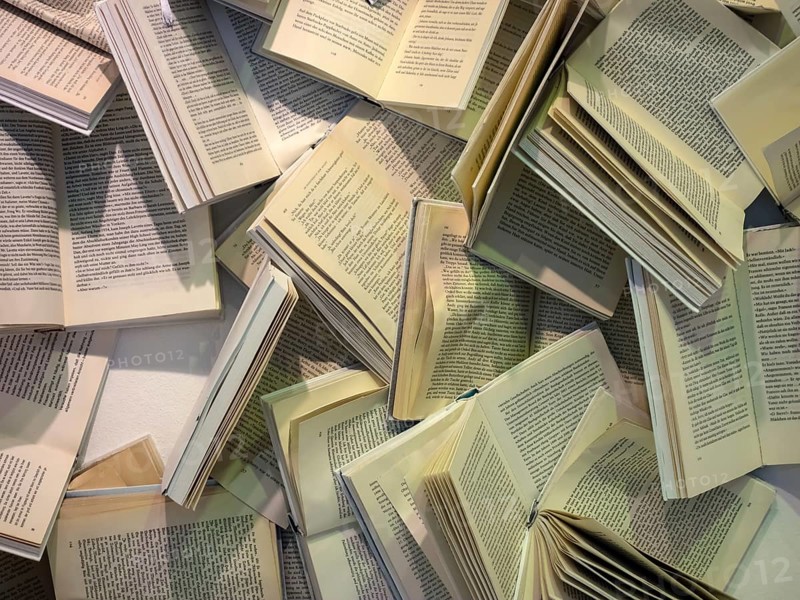 Many books are completely jumbled up in a pile in Austria