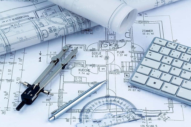 An architect's plan for the construction of a new home. Symbolic photo for financing and planning a new house. Austria