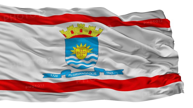 Florianopolis City Flag, Country Brasil, Isolated On White Background