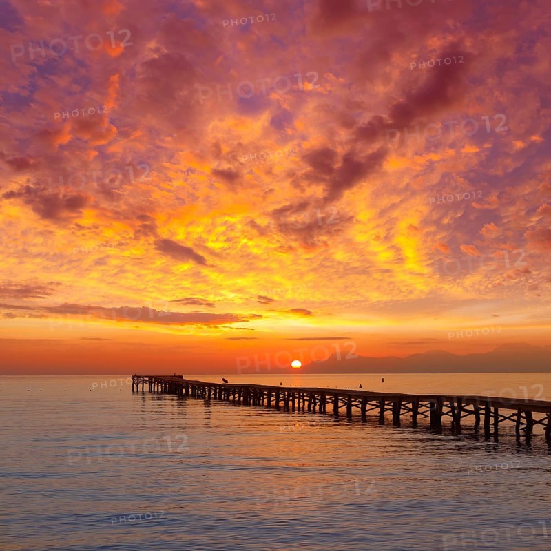 Majorca Muro beach sunrise in Alcudia Bay Mallorca at Balearic Islands of Spain