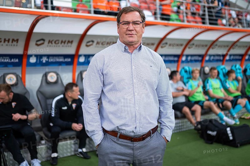 LUBIN, POLAND - APRIL 8, 2024: Football match Polish PKO Ekstraklasa between KGHM Zaglebie Lubin vs Gornik Zabrze 1:2. Jan Urban head coach of Gornik.