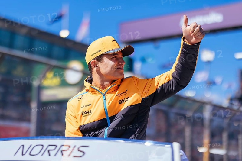 MELBOURNE, AUSTRALIA, APRIL 2: Lando Norris of Great Britain driving for McLaren Formula 1 Team at the drivers parade before the start of the main race at the 2023 Australian Formula 1 Grand Prix on 2nd April 2023