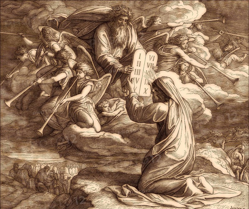 Law given to Moses at Sinai, the ten Commandments, Old Testament, by Julius Schnorr von Carolsfeld, 1860