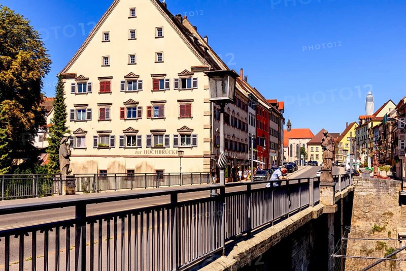 Rottweil, the oldest town in Baden-Württemberg, old high bridge over the moat and Thyssenturm in the background