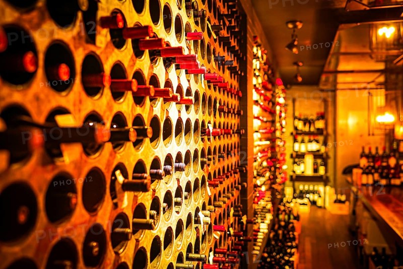 Dark wine shelf. Shooting Location: Toronto