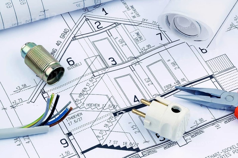An architect's plan for the construction of a new home. Symbolic photo for financing and planning a new house. Austria