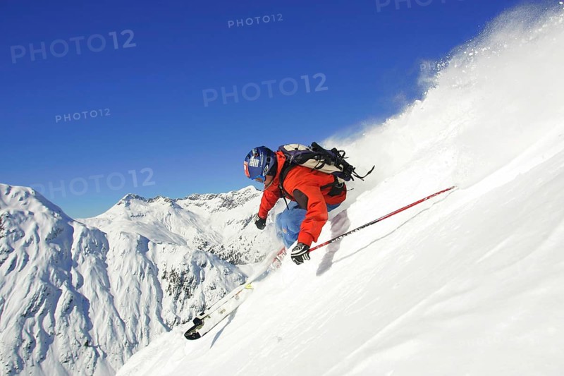 Skiers in action, Austria, Europe