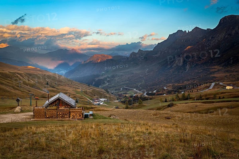 Alpine hot in Alps, Dolomites, Passo Pordoi, Italy, Europe
