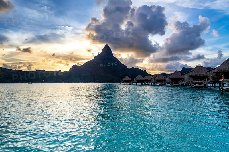 Bora Bora Island, French Polynesia. Web banner in panoramic view this mazing Beach