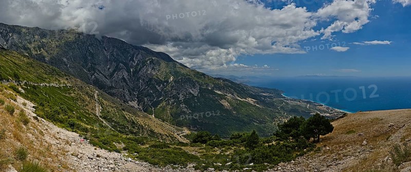 View from the Llogara mountain pass on the southern part as panorama stich