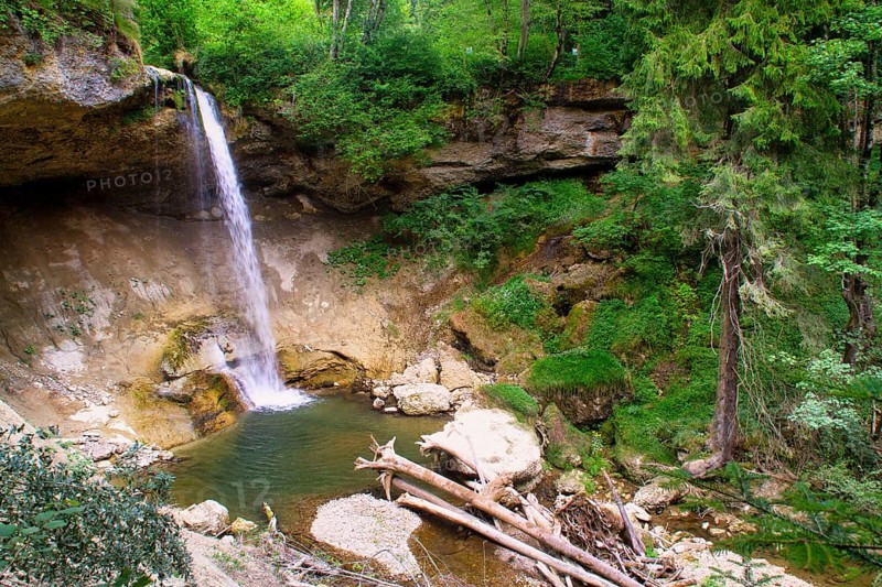 The waterfall near Scheidegg in Allgäu, Germany, Europe, Scheidegg, Germany, Europe