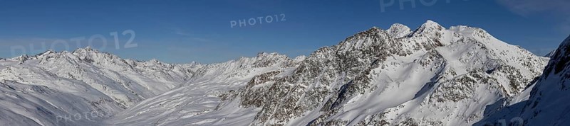 Ötztal Alps with Vernagt and Wildspitze, view from Grawandjoch, Schnalstal Valley, South Tyrol, Italy, Europe