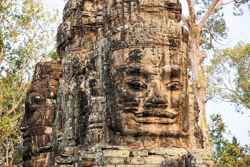 The north gate of Angkor Thom in Cambodia