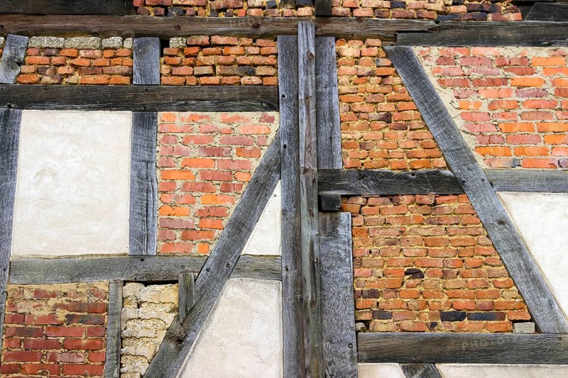 Historical half-timbered construction in detail - in Hesse, Germany, Europe