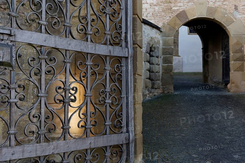 Portal of Comburg Castle, Benedictine monastery, Way of St James, Schwäbisch Hall, Hohenlohe, Germany, Europe