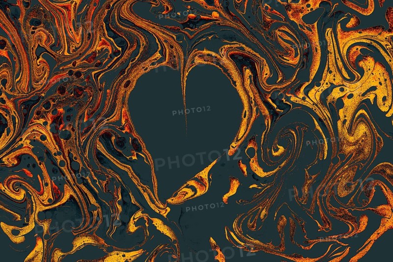 Beautiful abstract art of Ebru marbling painting techniques on water with paints