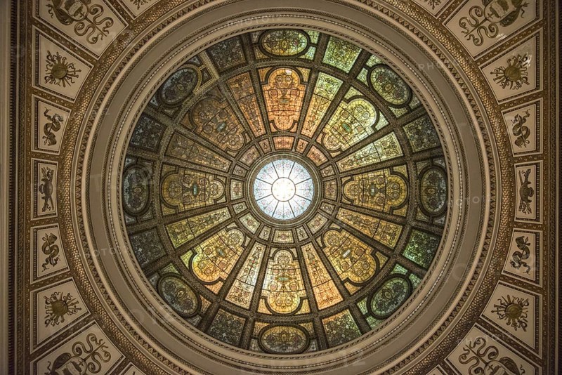CHICAGO, USA, AUGUST 26, 2022, A beautiful window in the ceiling of the Chicago library, USA, North America