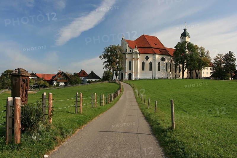 Wieskirche or Pilgrimage Church of the Scourged Saviour on the Wies, Steingaden, in Rococo style, Diocese of Augsburg, Upper Bavaria, Bavaria, Germany, Europe