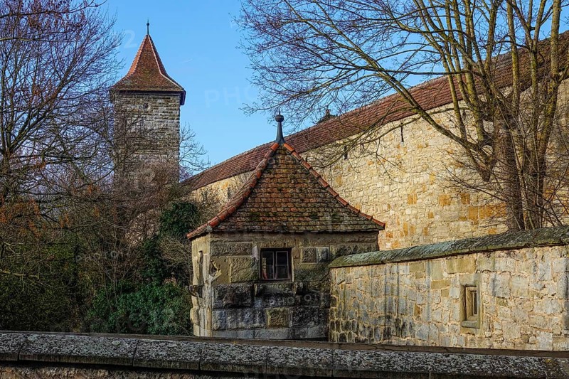 Eastern town wall with Hohenner tower, Rothenburg ob der Tauber, district of Ansbach, Middle Franconia, Franconia, Free State of Bavaria, Germany, Europe