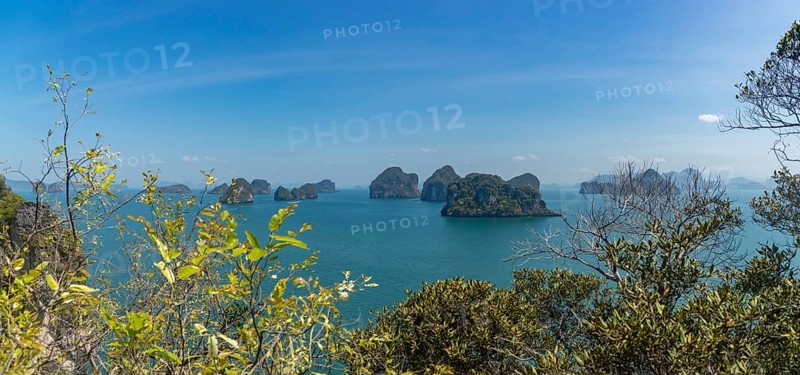 A picture of the Lao Lading Island group as seen from the Hong Island Viewpoint