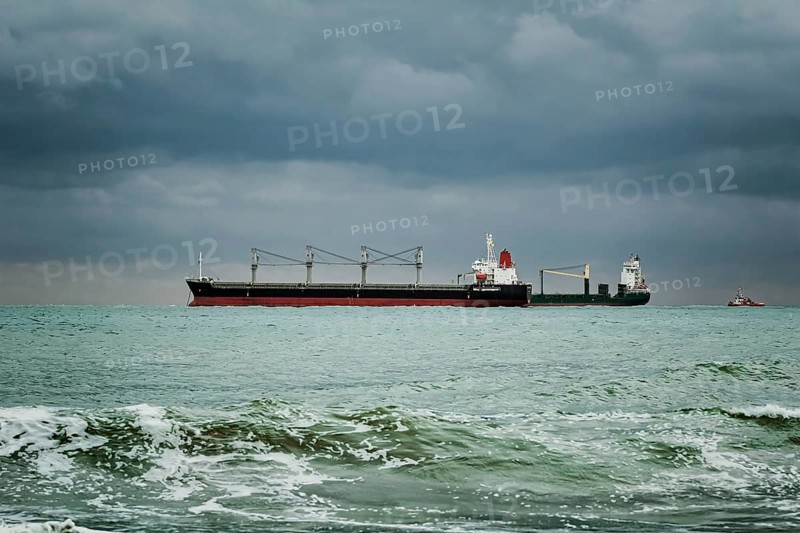 Dry Cargo Ships at Anchorage in the Black Sea Bay Varna, Bulgaria, Europe