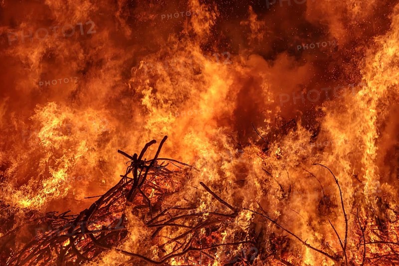 Easter fire with flames and smoke Burning wood with flames and smoke