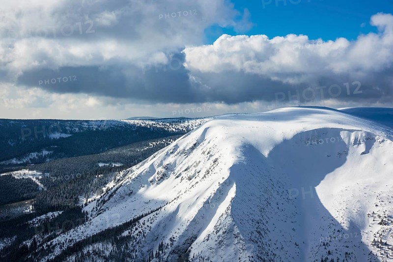 View from the Schneekoppe in the Giant Mountains in the Czech Republic