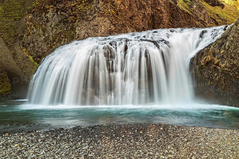 Stjornarfoss waterfall near Kirkjubaejarklaustur summer time, Iceland, Europe