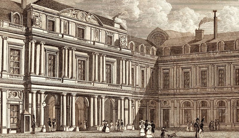 Palais du Duc D'Orleans, Paris, antique steel engraved print, 1831