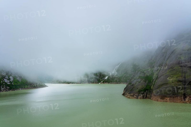 Panoramic view of the Grimsel reservoir in Switzerland